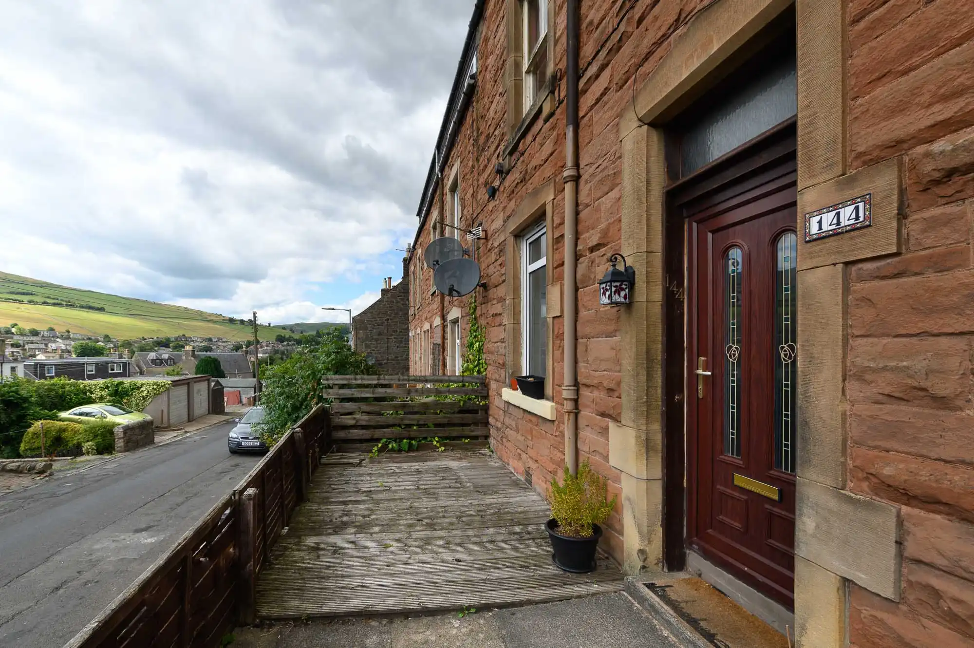 Fachada de piedra en Galashiels, Escocia